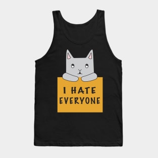 Cat Hates Everyone {Orange Sign) Tank Top